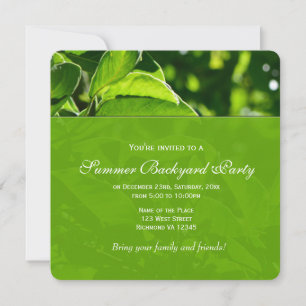 Invitation Fête de famille en plein air avec feuilles vertes
