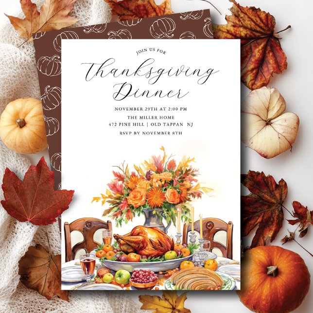 Invitation Fête de famille Thanksgiving Dîner (Créateur téléchargé)