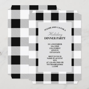 Invitation fête de ferme rustique plaid de buffle noir et bla