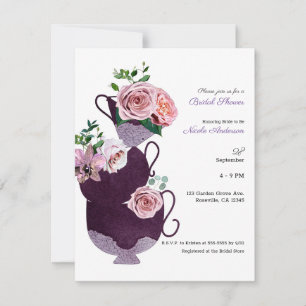 Invitation Fête de Fête des mariées des tasses à thé florales