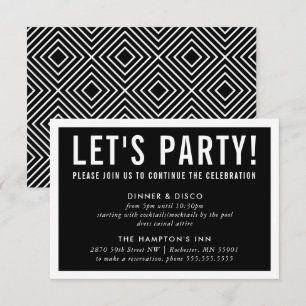 Invitation FÊTE DE FÊTE INFO simple moderne audacieux noir