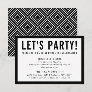 Invitation FÊTE DE FÊTE INFO simple moderne audacieux noir