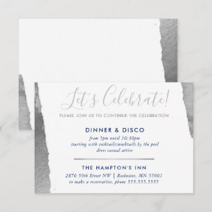 Invitation FÊTE DE FÊTE INSERTION moderne luxe doré argent