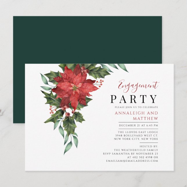 Invitation Fête de fêtes florales Mistletoe Berries (Devant / Derrière)