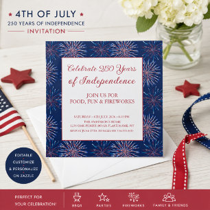 Invitation Fête de feux d'artifice patriotique du 4 juillet 2