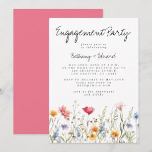 Invitation Fête de fiançailles à l'aquarelle avec des fleurs