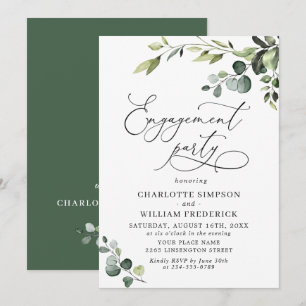 Invitation Fête de fiançailles à l'aquarelle d'eucalyptus élé