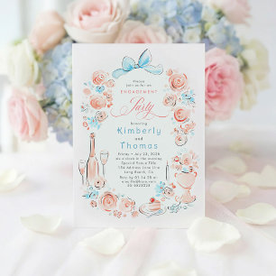 Invitation Fête de fiançailles à l'arc floral capricieux dess