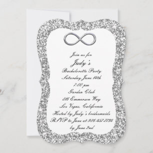 Invitation Fête de Fiançailles à Paillettes Argentées et Infi
