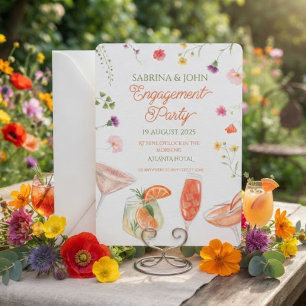 Invitation Fête de fiançailles aquarelle florale colorée