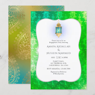 Invitation Fête de fiançailles Arabian Bollywood avec feuille