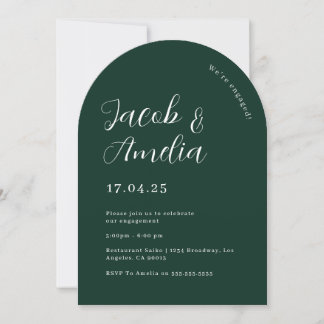 Invitation Fête de fiançailles Arch Moderne Émeraude Verte