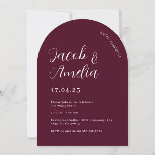 Invitation Fête de fiançailles Arch Moderne prune