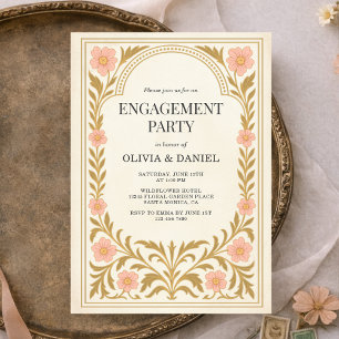Invitation Fête de fiançailles Art nouveau floral victorien