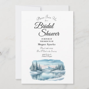 Invitation Fête de fiançailles au lac d'hiver de Snowy Mounta