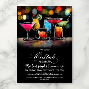 Invitation Fête de Fiançailles aux Cocktails Colorés