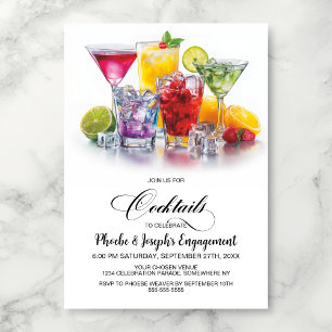 Invitation Fête de Fiançailles aux Cocktails Colorés