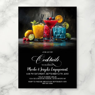 Invitation Fête de Fiançailles aux Cocktails Colorés