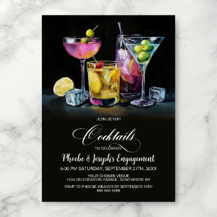 Invitation Fête de Fiançailles aux Cocktails Colorés