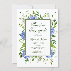Invitation Fête de fiançailles aux Hortensias Bleus