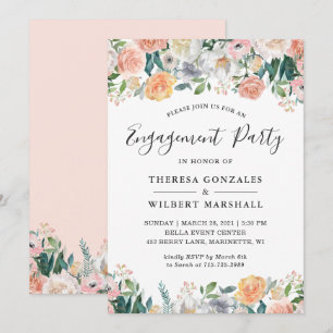 Invitation Fête de fiançailles aux roses de jardin
