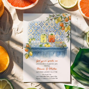 Invitation Fête de fiançailles avec carreaux méditerranéens d