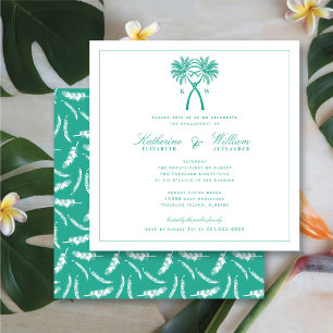 Invitation Fête de fiançailles avec monogramme de palmiers no