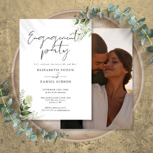 Invitation Fête de Fiançailles avec Photo et Écriture Florale