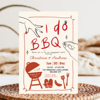 Fête de fiançailles BBQ de cour arrière dessinée à
