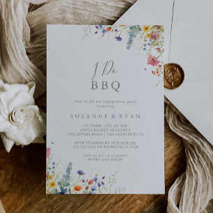 Invitation Fête de fiançailles BBQ Rustique Meadow Botanical