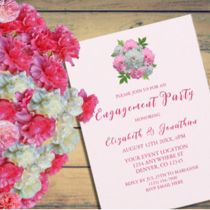Invitation Fête de fiançailles bouquet de pivoines