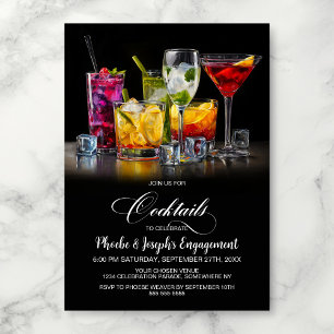 Invitation Fête de Fiançailles Cocktails Colorés