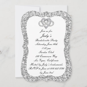Invitation Fête de Fiançailles Cœur d'Infini Paillettes Argen
