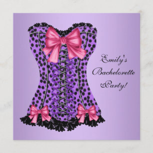 Invitation Fête de Fiançailles Corset Léopard Violet