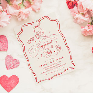 Invitation Fête de fiançailles Cupid Vintage Cherub Dessinée