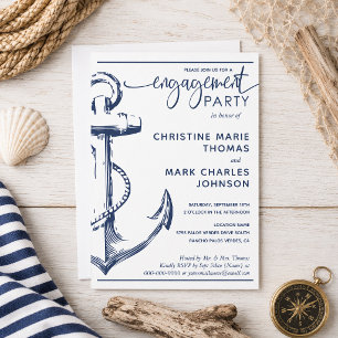 Invitation Fête de fiançailles d'ancre nautique Mariage