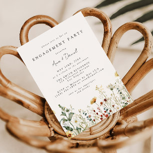 Invitation Fête de fiançailles dans un champ de fleurs sauvag