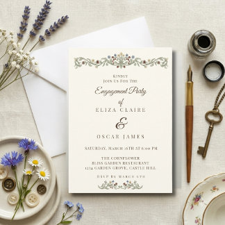 Invitation Fête de Fiançailles dans une Prairie de Fleurs Sau