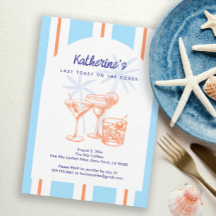 Invitation Fête de Fiançailles de Cocktails Tropicaux Bleus C