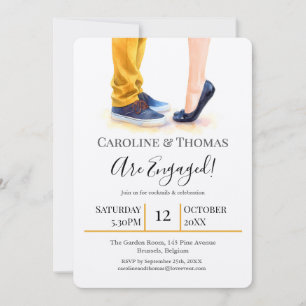 Invitation Fête de fiançailles de couple à l'aquarelle modern