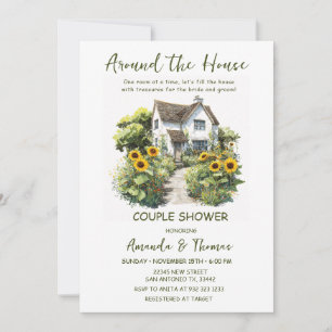 Invitation Fête de fiançailles de couple autour de la maison