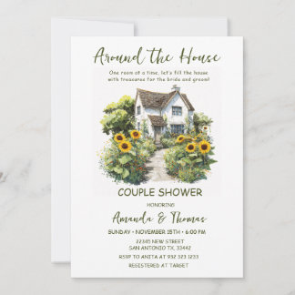 Invitation Fête de fiançailles de couple autour de la maison