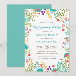 Invitation Fête de fiançailles de jardin floral Pastel frais
