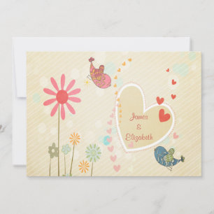 Invitation Fête de fiançailles de jolis oiseaux d'amour