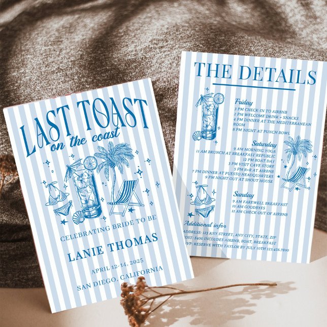 Invitation Fête de Fiançailles de la Côte Cocktail Bleu (Créateur téléchargé)