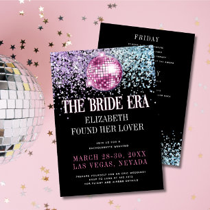Invitation Fête de Fiançailles de la Mariée Disco Pailletée T