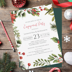Invitation Fête de fiançailles de Noël Baies Gui