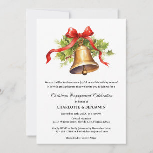 Invitation Fête de Fiançailles de Noël Jingle Bell Winter