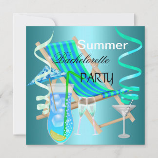 Invitation Fête de Fiançailles d'Été Teal Bleu Boissons Rafra