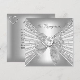 Invitation Fête de Fiançailles Diamant Cœur Blanc Arc en Arge